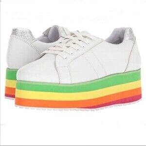 Very Volatile Rainbow Stripe Leather Platform Sneakers
